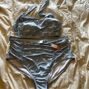 Kona Sol Light Blue Polka Dot Swimwear